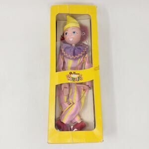 Pelham VTG 1960's Clown Marionette Never Played With Pink Purple Puppet England